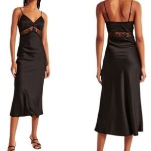 Abercrombie & Fitch Black Satin Lace Chemise
